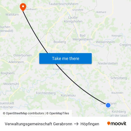 Verwaltungsgemeinschaft Gerabronn to Höpfingen map