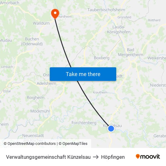 Verwaltungsgemeinschaft Künzelsau to Höpfingen map