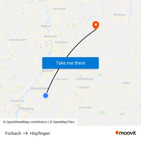 Forbach to Höpfingen map