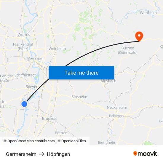 Germersheim to Höpfingen map