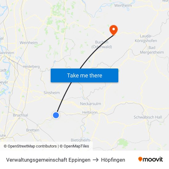 Verwaltungsgemeinschaft Eppingen to Höpfingen map