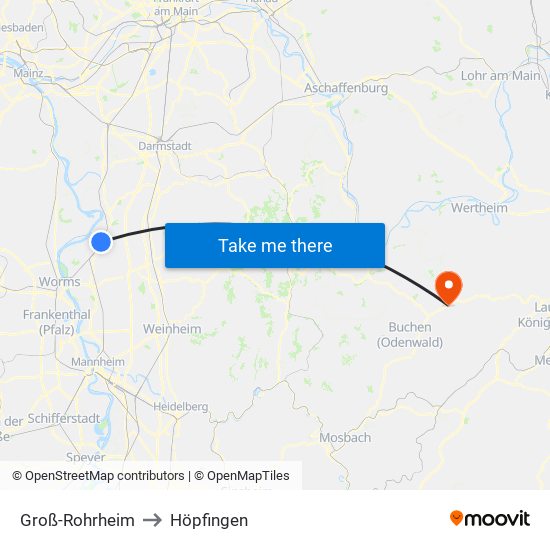 Groß-Rohrheim to Höpfingen map