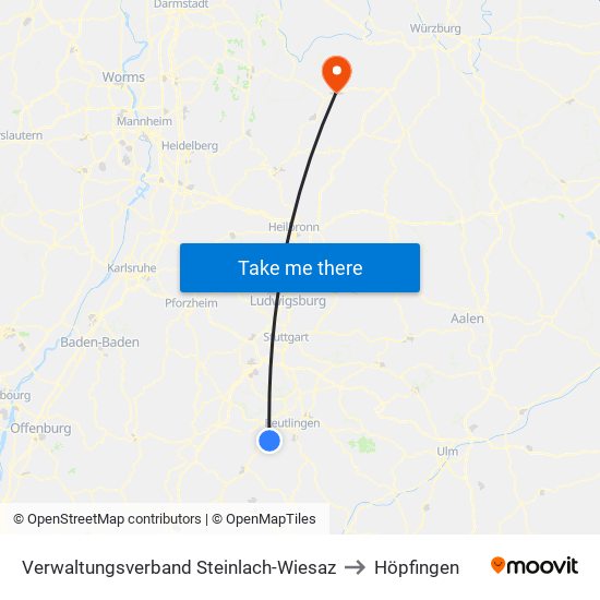 Verwaltungsverband Steinlach-Wiesaz to Höpfingen map