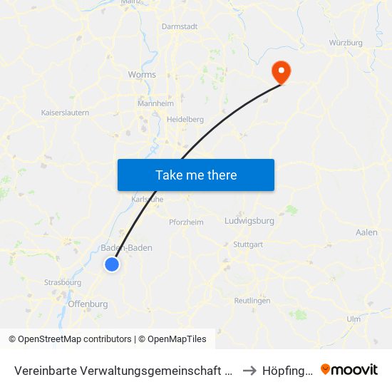Vereinbarte Verwaltungsgemeinschaft Bühl to Höpfingen map