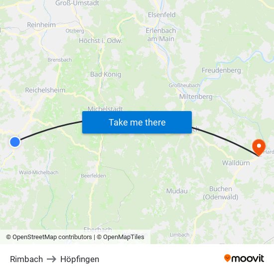 Rimbach to Höpfingen map