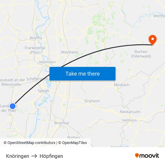 Knöringen to Höpfingen map