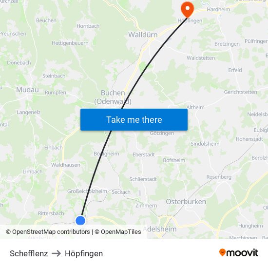 Schefflenz to Höpfingen map