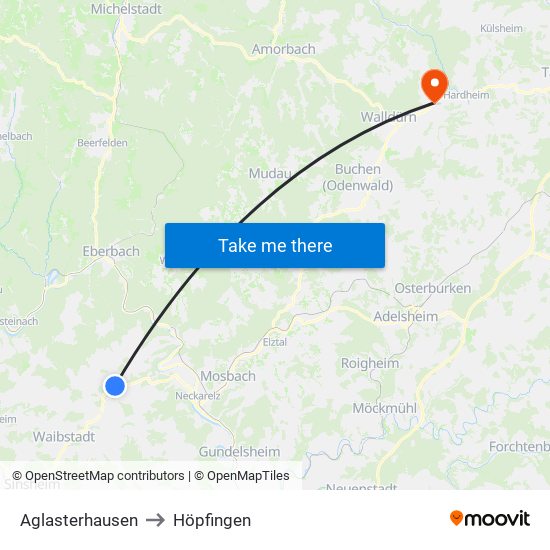 Aglasterhausen to Höpfingen map