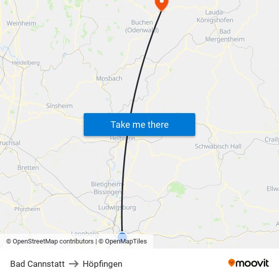 Bad Cannstatt to Höpfingen map