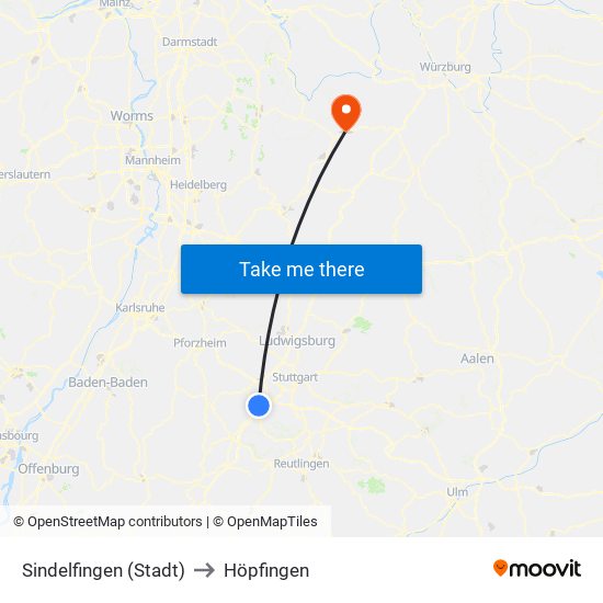 Sindelfingen (Stadt) to Höpfingen map