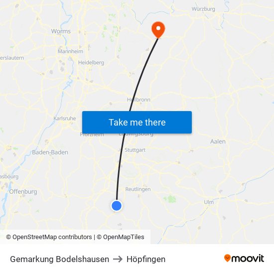 Gemarkung Bodelshausen to Höpfingen map