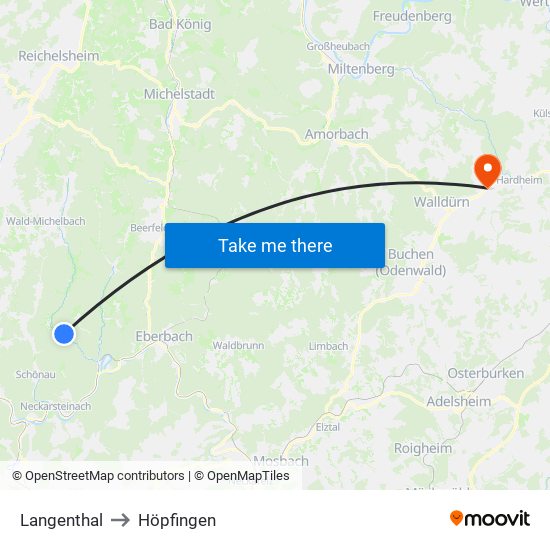 Langenthal to Höpfingen map