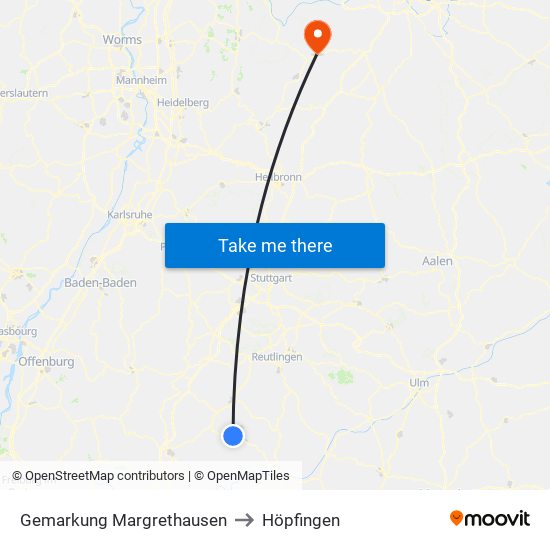 Gemarkung Margrethausen to Höpfingen map