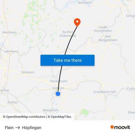 Flein to Höpfingen map