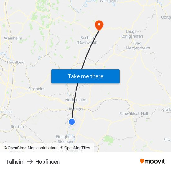 Talheim to Höpfingen map