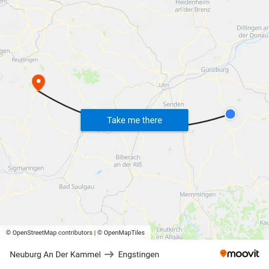 Neuburg An Der Kammel to Engstingen map