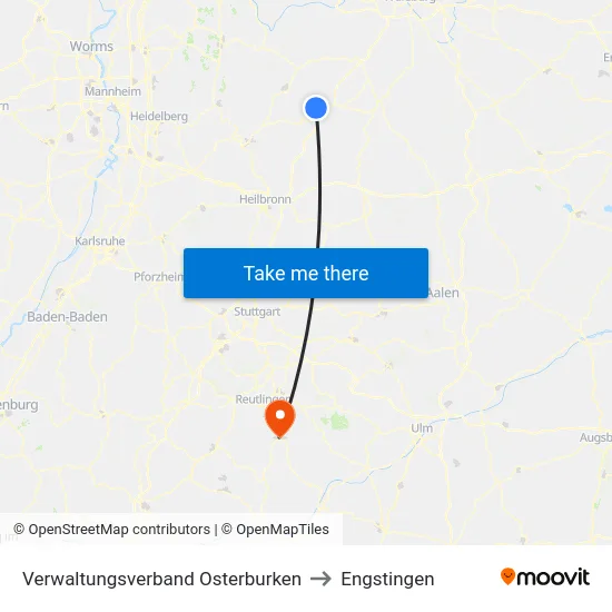 Verwaltungsverband Osterburken to Engstingen map