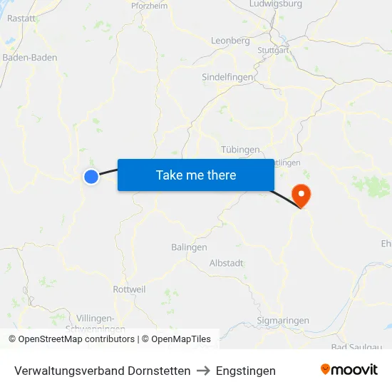 Verwaltungsverband Dornstetten to Engstingen map