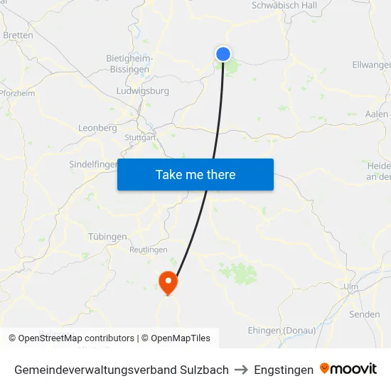 Gemeindeverwaltungsverband Sulzbach to Engstingen map