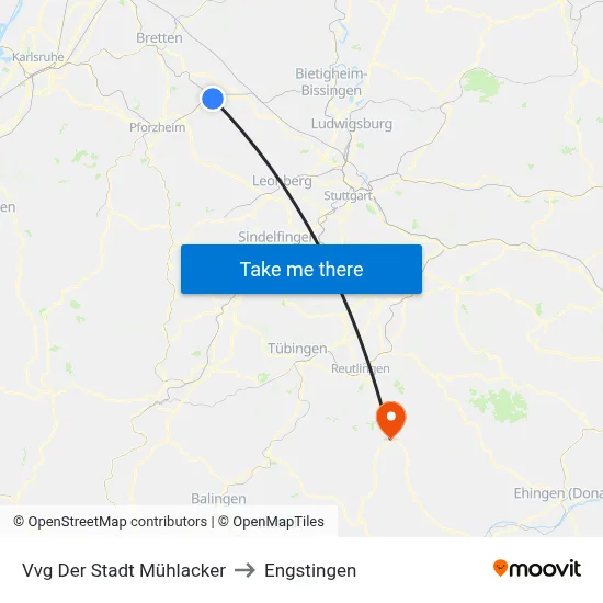 Vvg Der Stadt Mühlacker to Engstingen map