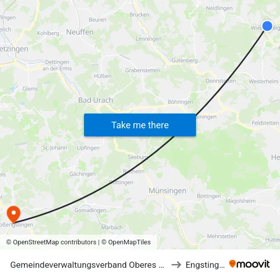 Gemeindeverwaltungsverband Oberes Filstal to Engstingen map