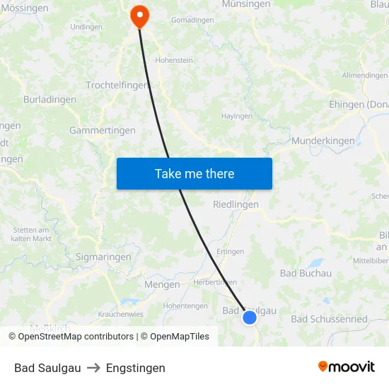 Bad Saulgau to Engstingen map