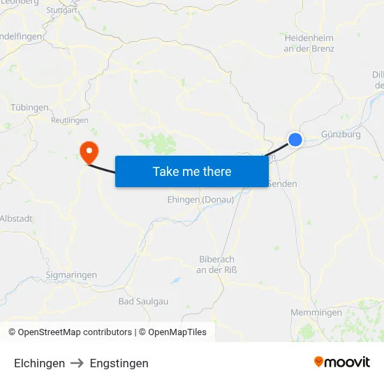 Elchingen to Engstingen map