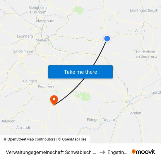 Verwaltungsgemeinschaft Schwäbisch Gmünd to Engstingen map