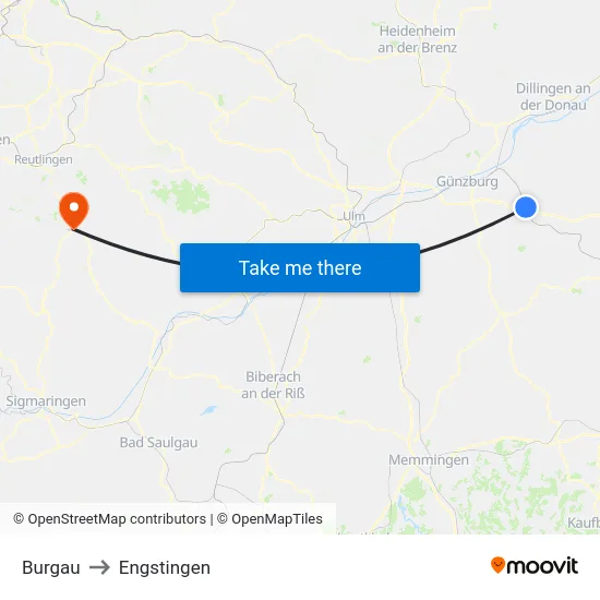 Burgau to Engstingen map