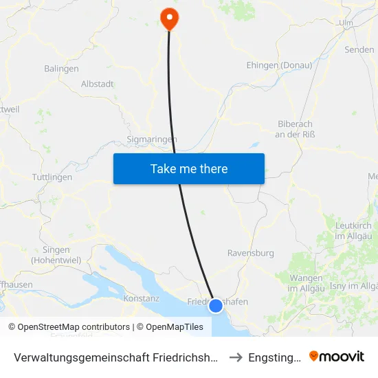 Verwaltungsgemeinschaft Friedrichshafen to Engstingen map