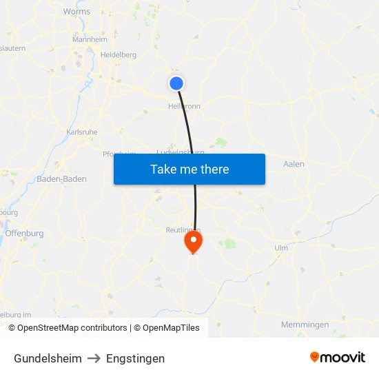 Gundelsheim to Engstingen map