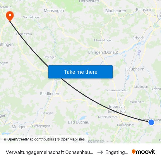 Verwaltungsgemeinschaft Ochsenhausen to Engstingen map