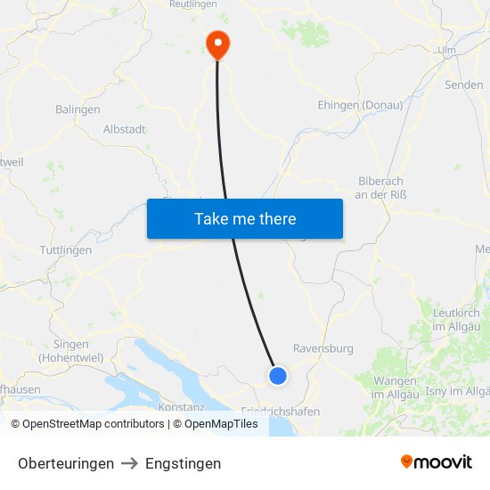 Oberteuringen to Engstingen map