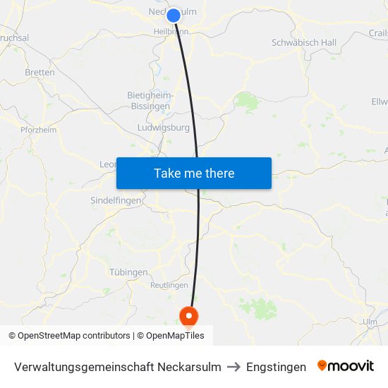 Verwaltungsgemeinschaft Neckarsulm to Engstingen map