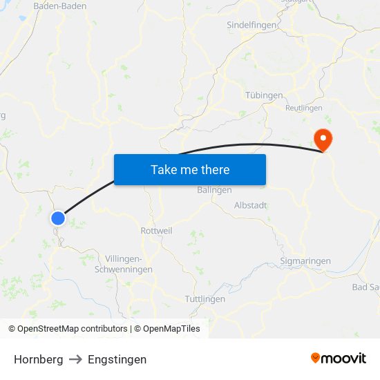 Hornberg to Engstingen map