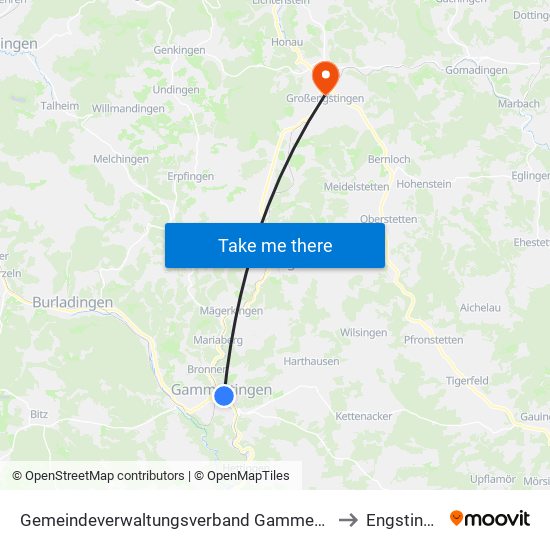 Gemeindeverwaltungsverband Gammertingen to Engstingen map