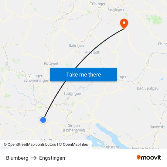 Blumberg to Engstingen map