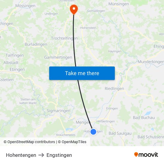 Hohentengen to Engstingen map