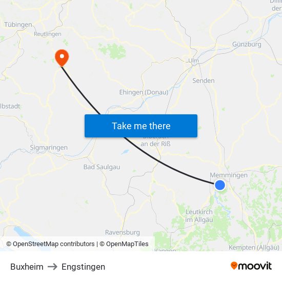 Buxheim to Engstingen map