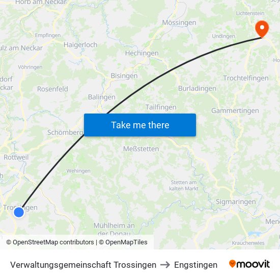 Verwaltungsgemeinschaft Trossingen to Engstingen map