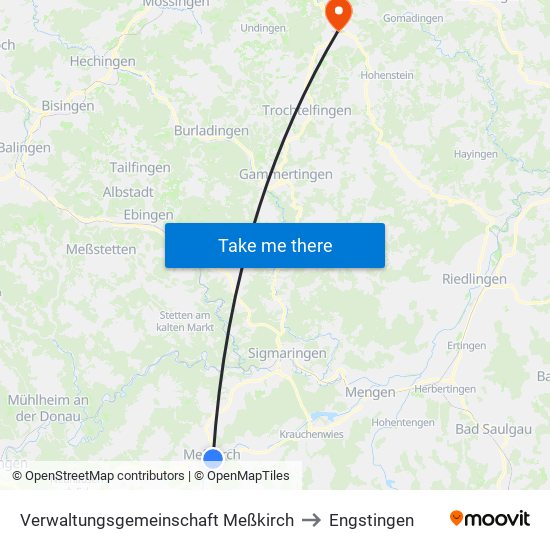 Verwaltungsgemeinschaft Meßkirch to Engstingen map