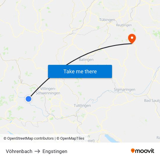 Vöhrenbach to Engstingen map