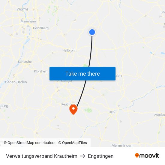 Verwaltungsverband Krautheim to Engstingen map