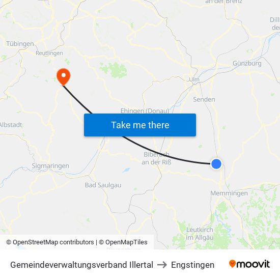 Gemeindeverwaltungsverband Illertal to Engstingen map