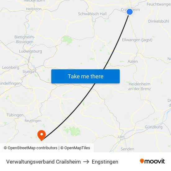 Verwaltungsverband Crailsheim to Engstingen map