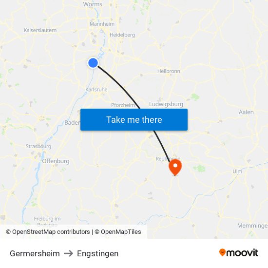 Germersheim to Engstingen map