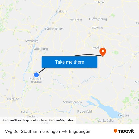 Vvg Der Stadt Emmendingen to Engstingen map