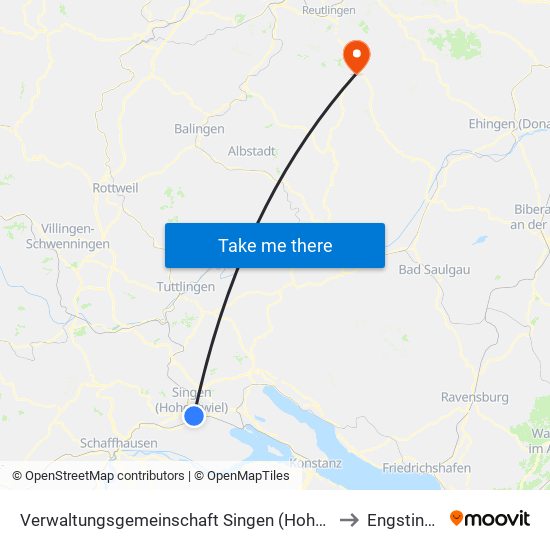 Verwaltungsgemeinschaft Singen (Hohentwiel) to Engstingen map