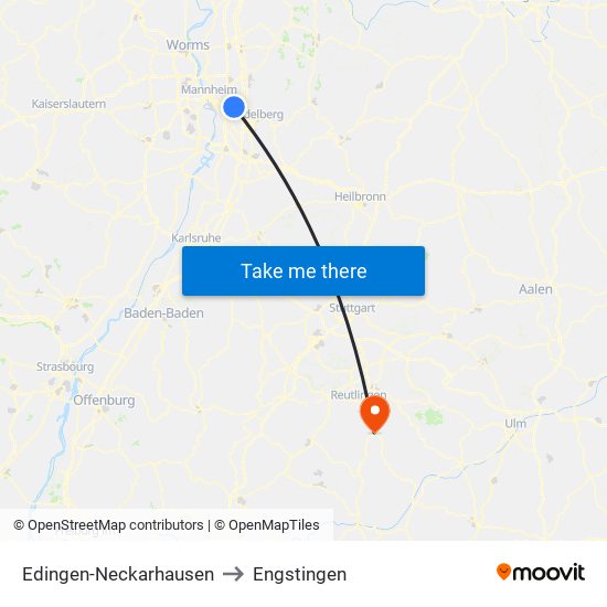 Edingen-Neckarhausen to Engstingen map