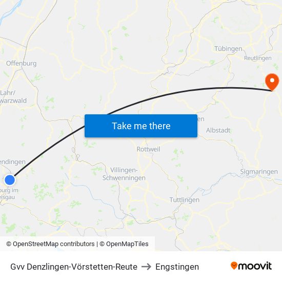 Gvv Denzlingen-Vörstetten-Reute to Engstingen map